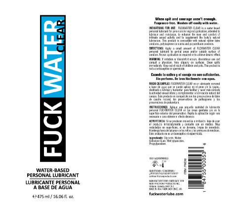 Fuck Water Clear 16oz Water Bases Lubricant  2