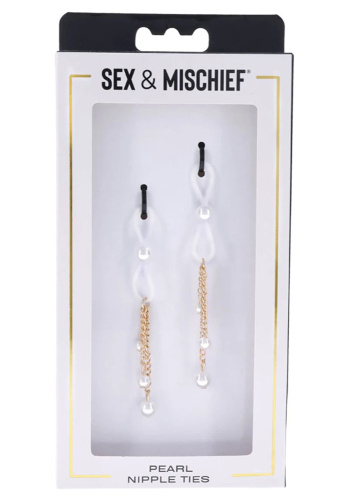 Pearl Nipple Ties - Gold/white  2