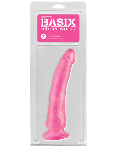 Basix Rubber Works - Slim 7 Inch With Suction Cup - Pink
