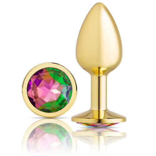 Cloud 9 Novelties Anal Gems Jeweled Gold Chromed Anal Plug - Small  2