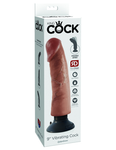 King Cock 9 Inch Vibrating Cock - Tan