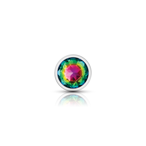 Cheeky Charms-Silver Metal Butt Plug- Round-Rainbow-Medium  4