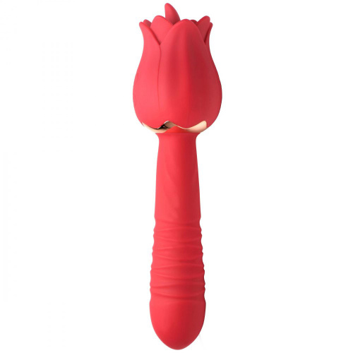 Bloomgasm Racy Rose Thrust and Lick Vibrator - Red  2