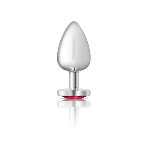 Cheeky Charms-Silver Metal Butt Plug- Heart-Bright Pink-Large  4