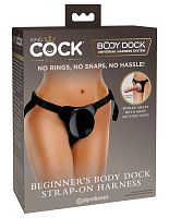 King Cock Elite Beginner's Body Dock Strap-on Harness - Black