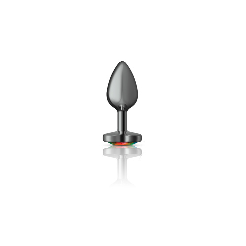Rainbow Heart Gem Gunmetal Metal Plug - Sm  4