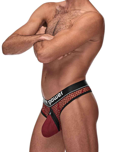 Cock Pit Net Cock Ring Thong - S/ M - Burgundy  4