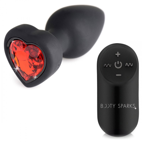 28x Silicone Vibrating Red Heart Anal Plug With Remote - Small  4