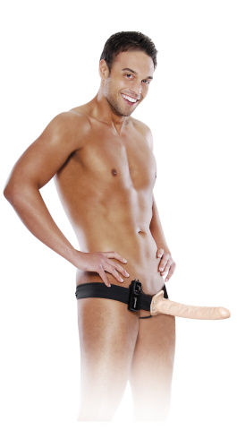 Fetish Fantasy Series 10 Inch Vibrating Hollow Strap-on - Flesh  2