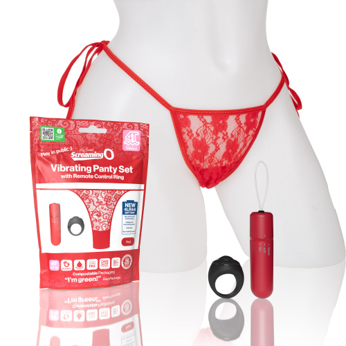 Screaming O 4t - Vibrating Panty Set With Remote  Control Ring - Red  5