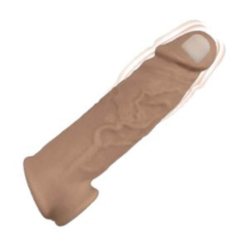 Natural Realskin Vibrating Penis Xtender - Brown  3