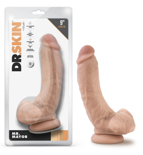 Dr. Skin - Mr. Mayor - 9 Inch Dildo With Balls -  Beige  3