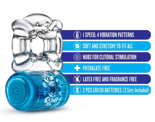 Play With Me - One Night Stand Vibrating C-Ring -  Blue  5