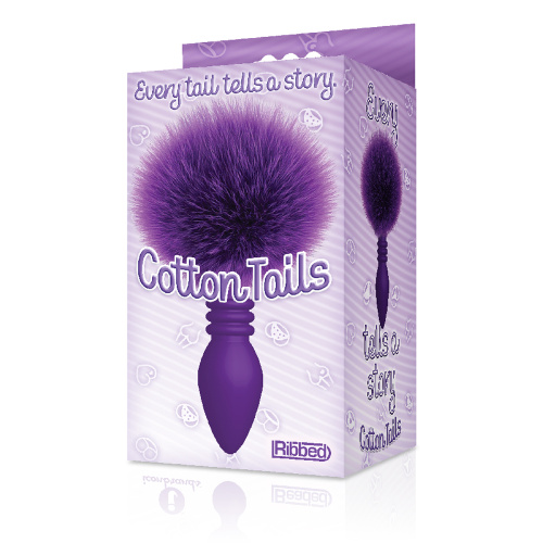 The 9's Cottontails Silicone Bunny Tail Butt Plug  - Ribbed Purple  2