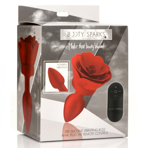 28x Silicone Vibrating Rose Anal Plug With Remote  - Small  5