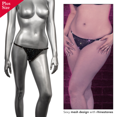 Radiance Plus Size Crotchless Thong - Black  5