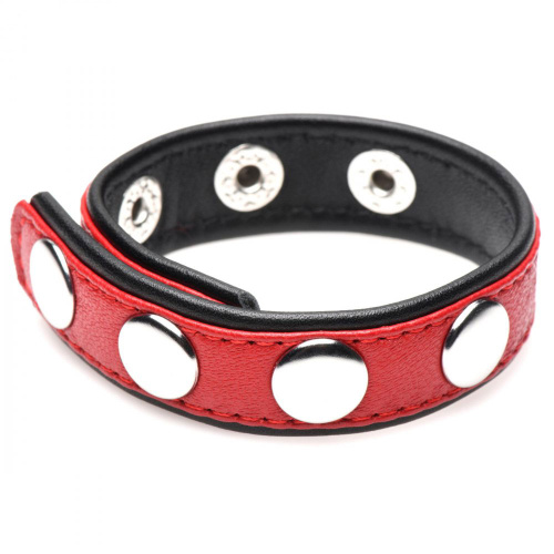 Cock Gear Leather Speed Snap Cock Ring - Red  3