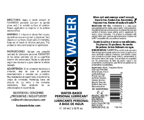 Fuck Water Water-Based Lubricant - 2 Fl. Oz.  2