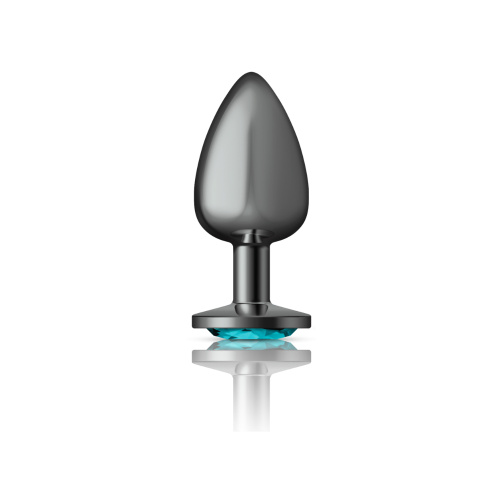 Cheeky Charms-Gunmetal Metal Butt Plug- Round-Teal-Large  4