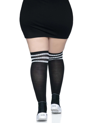 Over the Knee Athletic Socks -1x/2x - Black/white  2