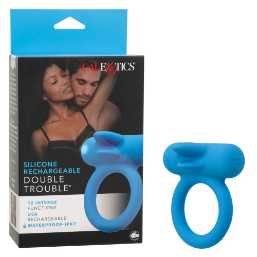 Silicone Rechargeable Double Trouble - Blue  2