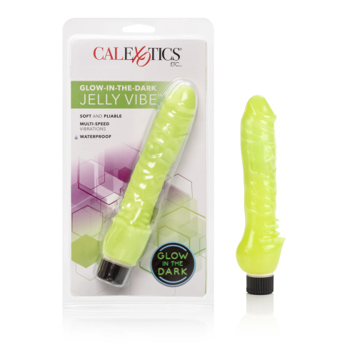 Glow-in-the-Dark Jelly Penis Vibe 7 Inches - Green  4
