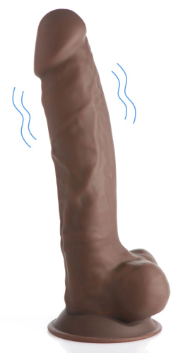 Fleshstixxx 8" Vibrating Silicone Dildo With Balls Brown  3