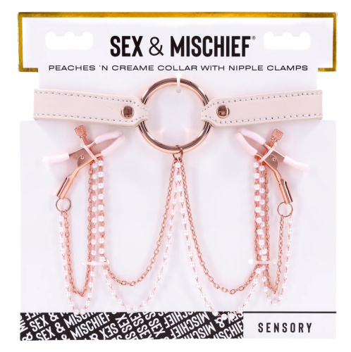 Peaches N Creame Collar With Nipple Clamps - Pink  4