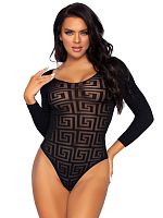 Mosaic Snap Crotch Bodysuit - One Size - Black