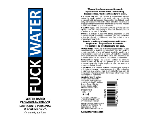 Fuck Water Water-Based Lubricant - 8 Fl. Oz.  2
