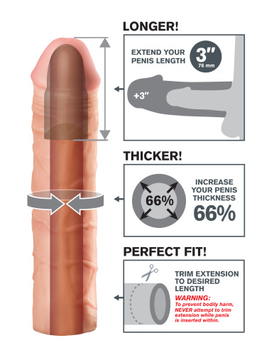 Fantasy X-Tension Mega 3-Inch Extension - Flesh  4