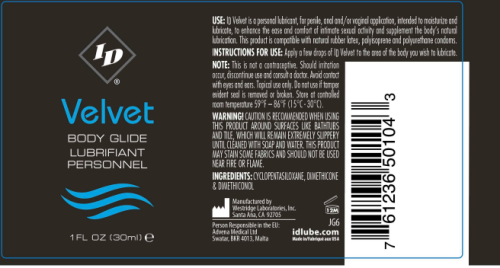 ID Velvet Body Glide 1 Oz  2