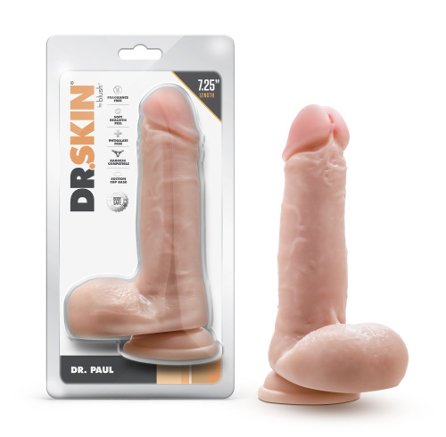 Dr. Skin - Dr. Paul - 7.25 Inch Dildo With Balls - Beige  5