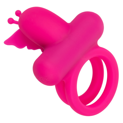 Silicone Rechargeable Dual Butterfly Ring - Pink  5