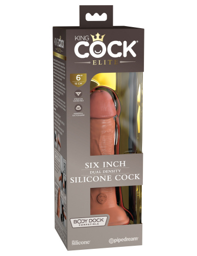 King Cock Elite 6 Inch Silicone Dual Density Cock - Tan  2