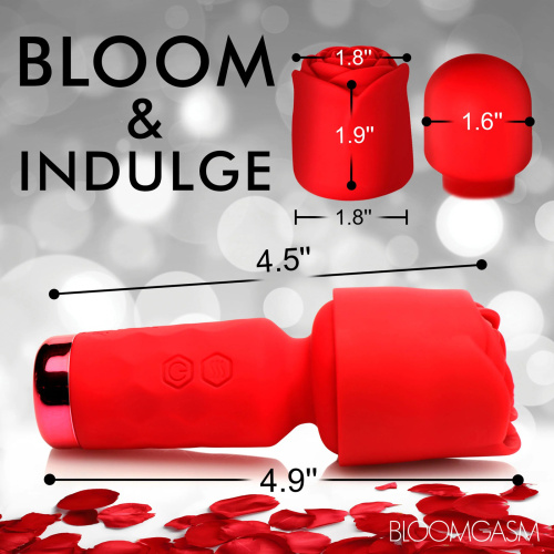 Pleasure Rose-Petite Mini Silicone Rose Wand - Red  5