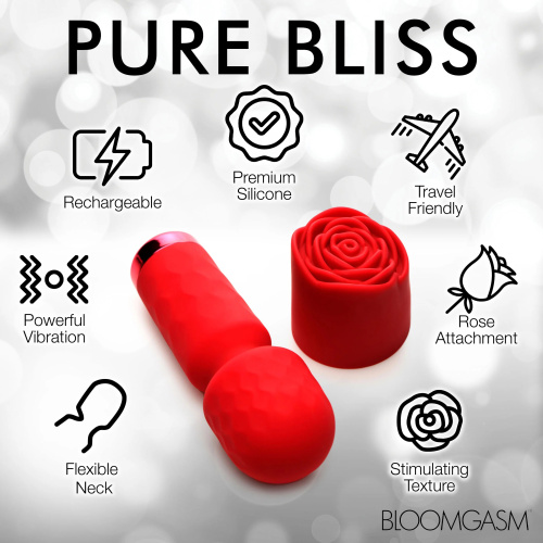 Pleasure Rose-Petite Mini Silicone Rose Wand - Red  4