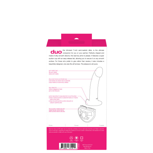 Duo Semi-Realistic Dildo With Harness -  Pink/purple  3