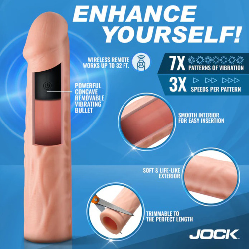 Jock Vibrating Penis Extension with Remote - Light  2