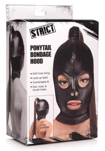 Ponytail Bondage Hood - Black  3
