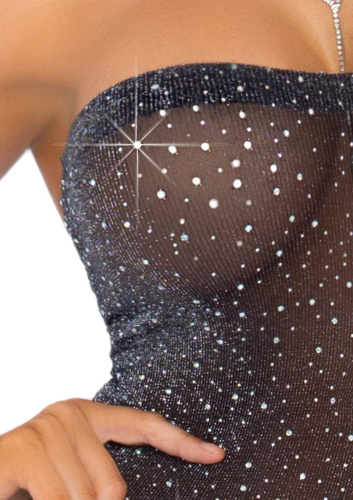Shimmery Rhinestone Tube Dress - One Size - Black/silver  3