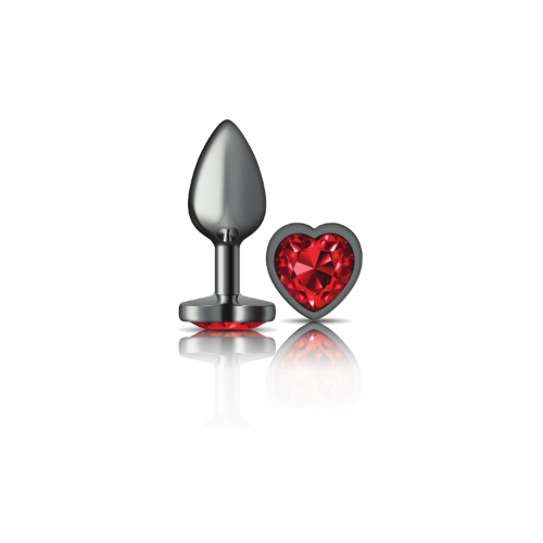 Deep Red Heart Gem Gunmetal Metal Plug - Sm  2