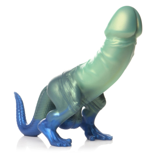 Jurassic Cock Dinosaur Silicone Dildo - Green/blue  2
