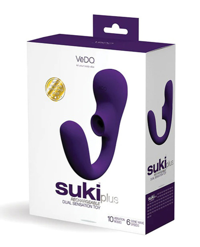 Suki Plus Rechargeable Dual Sonic Vibe - Deep  Purple  3
