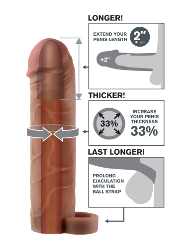 Fantasy X-Tensions Perfect 2-Inch Extension With Ball Strap - Brown  4