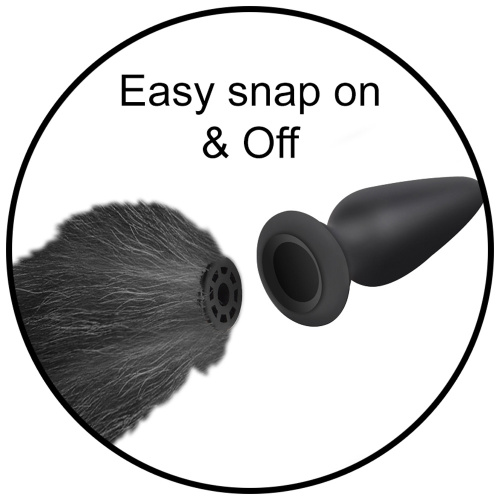 Interchangeable Black and White Fox Tail  3