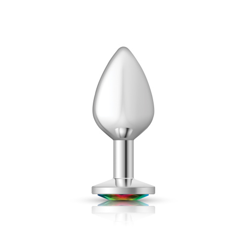 Cheeky Charms-Silver Metal Butt Plug- Round-Rainbow-Medium  5