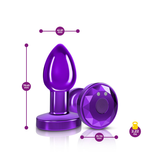 Vibrating Purple Metal Remote Plug - Small  3