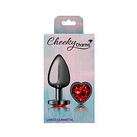 Deep Red Heart Gem Gunmetal Metal Plug - Lg