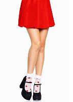 Strawberry Polka Dot Ruffle Top Anklets One Size  - White/red